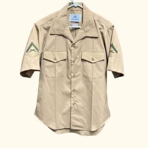 USMC Tan Short Sleeve Button Down Shirt Size 16